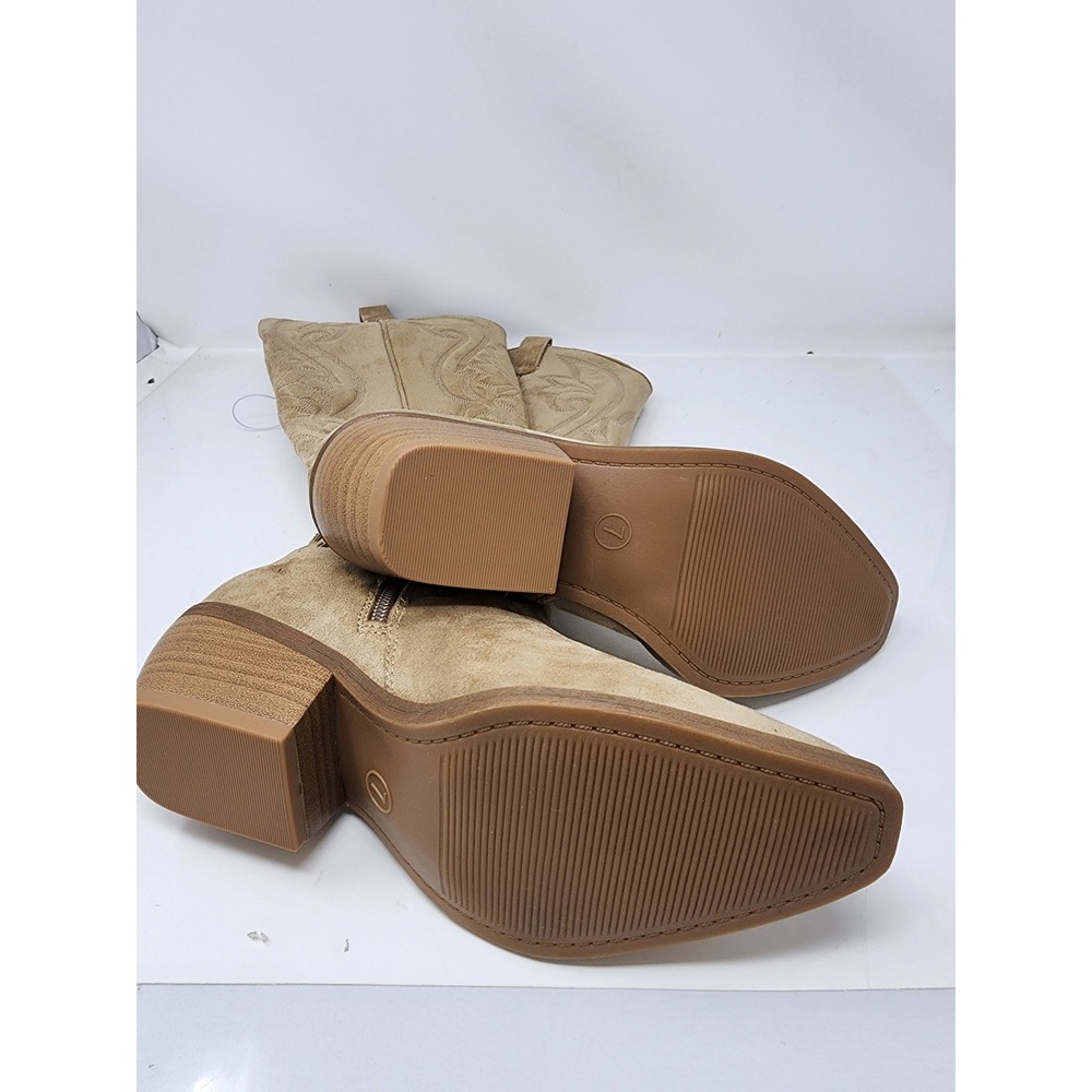Universal Thread Tan Suede Western Knee-High Heeled Boots - Picture 11 of 13